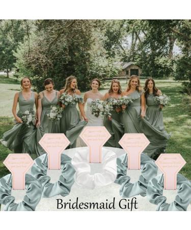 Bridesmaid Scrunchies Set of 12 - Wedding Party Favors & Gifts (White & Green) - Buy Online on GoSupps.com