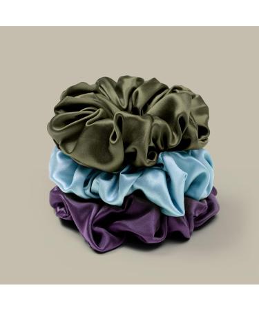 LILYSILK Silk Hair Scrunchies for Frizz Prevention 100% Mulberry Silk Hair Ties for Breakage Prevention Elastic ponytail Holders(Dark Olive+Ivory) - Buy Online on GoSupps.com
