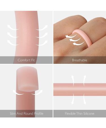 ThunderFit Super Thin Stackable Silicone Wedding Bands - Black - 3mm Width - 1.5mm Thickness - Size 4.5-5 (15.7mm) - Buy Online on GoSupps.com