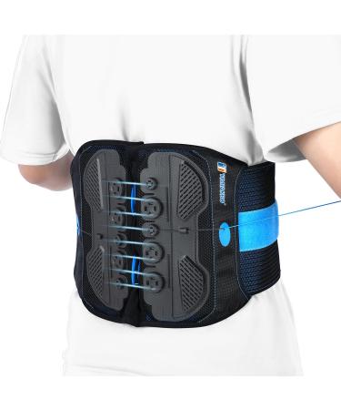 T TIMTAKBO Lumbar Support Belt Back Brace for Lower Back Pain Women Men Low Back Relief Decompression Lumbar of Lower Back Support Belt for Herniated Disk Sciatica Scoliosis Discectomy(Black-LX Black L/XL fit belly 35"-47"