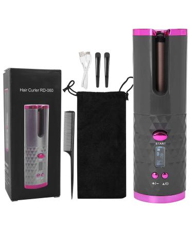 Automatic Curling Iron Cordless Hair Curler Iron with LCD Temperature Display and Timer 3 Adjustable Temperature Portable USB Rechargeable Fast Heating Auto Curler for Hair Styling(#1)