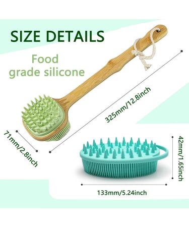 2 in 1 Bath Brush and Shampoo Brush for Shower - Dual-Sided Long Handle Back Scrubber and Body Exfoliator in Green - Buy Online on GoSupps.com
