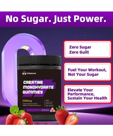IRIDESICENT Creatine Monohydrate Gummies 5000mg Creatine for Women and Men Strawberry Gummies - Buy Online on GoSupps.com