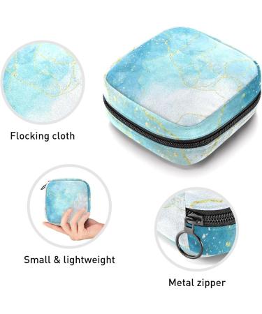 Blue-Green Gold Liquid Marble Sanitary Napkin Storage Bag | Portable Period & Menstrual Cup Holder for Women & Teen Girls - Buy Online on GoSupps.com