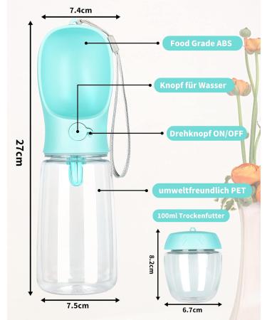 550ml Dog Drinking Bottle & Food Mug - Portable Water Bottle & Bowl for Dogs - Ideal for Travel - Buy Online on GoSupps.com