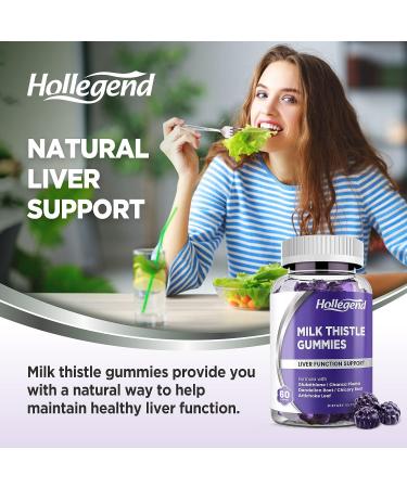 HOLLEGEND Organic Milk Thistle Gummies Liver Support Detox & Repair Supplement - 60 Chewables - Buy Online on GoSupps.com