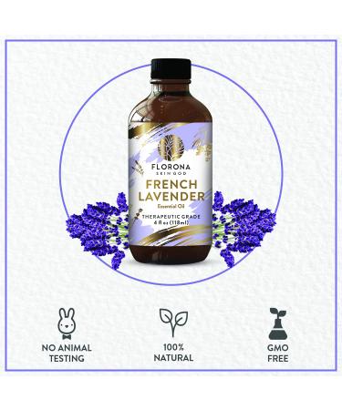 Florona French Lavender Essential Oil - 4 fl oz | Therapeutic Grade for Hair, Skin, Diffuser & DIY Crafts - Buy Online on GoSupps.com