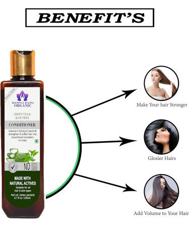 Blessfull Healing Organic Green Tea & Aloe Vera Natural Hair Conditioner 200 ml (Packing May Vary) - Buy Online on GoSupps.com