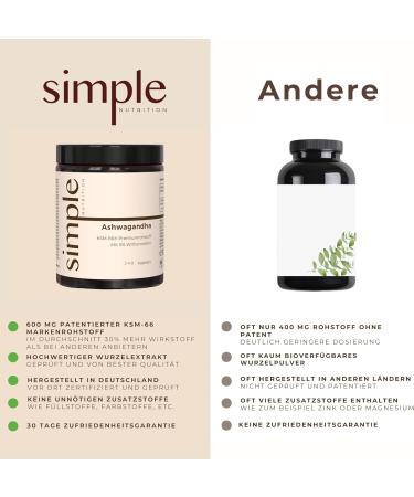 3x Simple Nutrition Ashwagandha KSM 66 - High-Dose Vegan Root Extract 300mg Made in Germany - Annual Supply (12 Months) - Buy Online on GoSupps.com