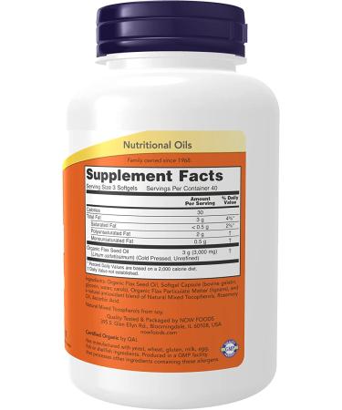 Now Foods High Lignan Flax Oil 1000mg - 120 Softgels | Omega-3 & Heart Health - Buy Online on GoSupps.com