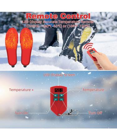 Riomza Rechargeable Heated Insoles - USB Electric Foot Warmer Inserts for Winter Boots - Remote Control, Accurate Temperature (M Red) - Buy Online on GoSupps.com