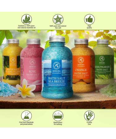 Bathing Salt Sea Breeze 600g - Natural Orange Oil Ginseng & Algae Extracts for Relaxation Sleep & Wellness | Aromatherapy Spa & Body Care - Buy Online on GoSupps.com