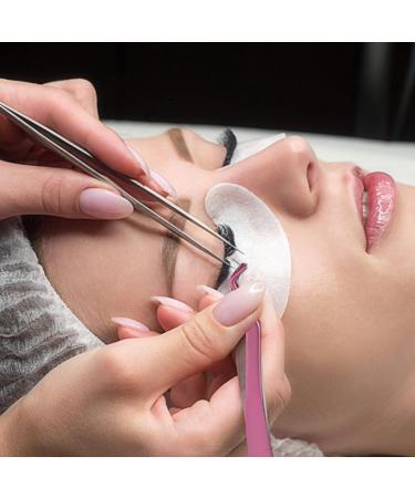 Eyelash Applicator Tool - 2 in 1 Double Ended Lash Tweezers with Comb, Curved Nipper - Pink - Buy Online on GoSupps.com