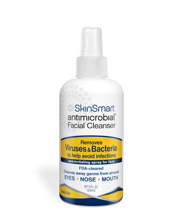 SkinSmart Antimicrobial Facial Cleanser Spray to Remove Viruses and Bacteria Around Eyes, Nose and Mouth, Fight Maskne, 8 oz Spray Non-Irritating Hypochlorous Spray 8 Fl Oz (Pack of 1)