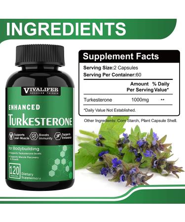 Turkesterone 1000mg Muscle Building & Mood Boost Supplement - 120 Vegan Capsules - Buy Online on GoSupps.com