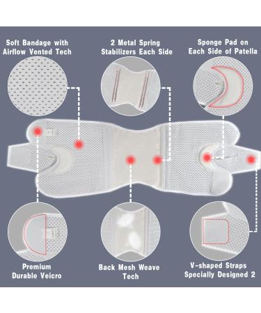 Professional Knee Supports with Open Patella & Spring Stabilizers | Adjustable Knee Band for ACL/MCL Arthritis Relief - White Large - Buy Online on GoSupps.com