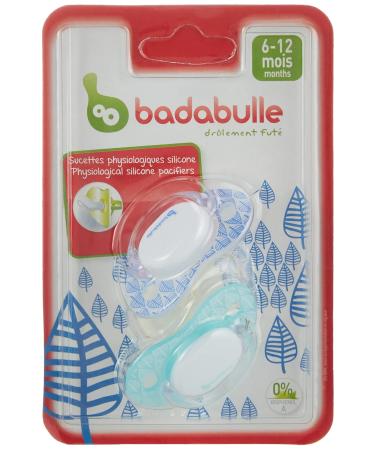 Badabulle B011210 Physiological pacifier spring leaves x 2 (silicone) 6-12 months blue / turquoise