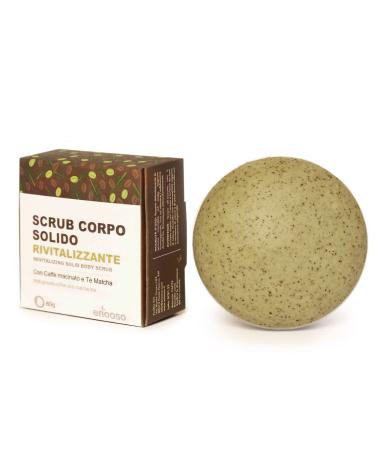 ENOOSO Solid & Organic Revitalizing Body Scrub with Matcha & Coffee | 100% Handcrafted Organic Natural Vegan Cruelty Free Made in Italy Scrubber Body