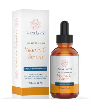 Vitamin C Serum For Face Aloe Vera & Fruit Extracts Acne Spot Treatment Sun Spot Corrector For Face Under Eye Treatment Toner For Face Compare With Under Eye Cream Anti Aging Serum 2 oz