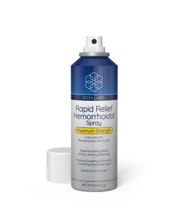 Rapid Relief Hemorrhoid Treatment Spray 5 oz Maximum Strength Lidocaine & Phenylephrine for Fast Acting Relief of Pain Burning Itching Swelling & Discomfort Vegan & Cruelty-Free 1