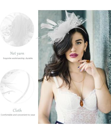 Lurrose Black Fascinator Fascinators for Women White Fascinator Net Yarn Hairband Wedding Hair Accessories Festival Hair Piece for Women and Girls Silk Bonnet - Buy Online on GoSupps.com