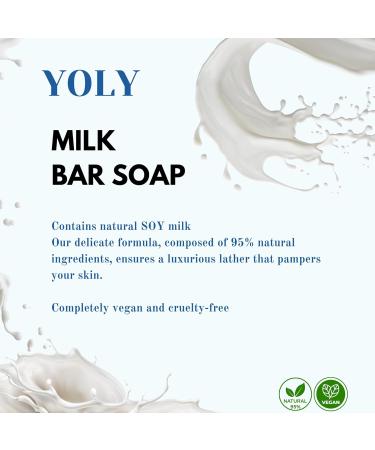 Yoly Milk Bar Soap (90g Pack of 4) - 95% Natural & Vegan Moisturizing Soap for Silky Smooth Skin | Buy Internationally - Buy Online on GoSupps.com