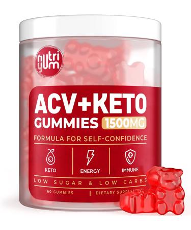 Keto ACV Gummies 1500 mg - ACV Keto Gummies for Healthy Weight Vegan Natural Advanced ACV Keto Gummies - Low Carbs ACV Gummies for Detox Cleanse, Gelatin-Free ACV Gummies - 60 pcs 60 Count (Pack of 1)