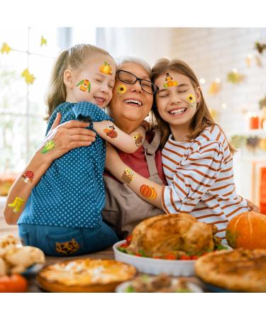 Festive Fall Temporary Tattoos for Kids - Pumpkin Turkey Maple Leaf Autumn Tattoo Stickers - 292 Pieces - Perfect for Thanksgiving and Children's Theme Parties - Buy Online on GoSupps.com
