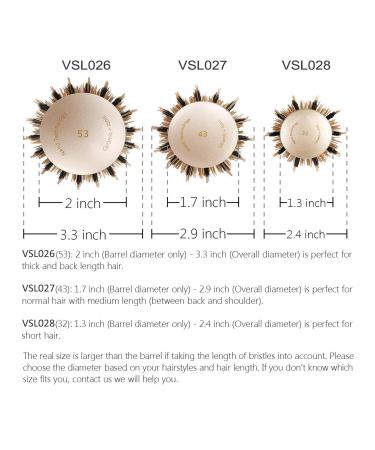 VISCAL Nano Thermal Ceramic Round Hair Brush 2.4 inch - Large Boar Bristle Brush for Hair Styling, Curling, and Volume - Gold Brown - Buy Online on GoSupps.com