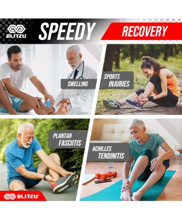 BLITZU Ankle Brace with Adjustable Compression Strap - Achilles Tendonitis Relief for Men & Women - Sprained Ankle Support Sleeve - Heel Pain & Foot Arch Protector - Size M Black - Buy Online on GoSupps.com