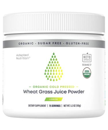 Organic Wheatgrass Juice Powder with Kamut | 75 Servings | Chlorophyll & Trace Minerals | No Maltodextrin & Sugar | Delicious Lemon Flavor