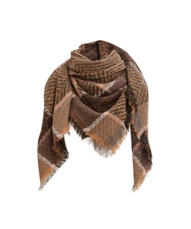 Women triangular scarf warm classic poncho winter cotton triangular scarf flowers lid poncho cape with button triangular scarf unit size coffee