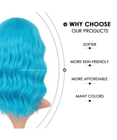 Earfodo Bondi Blue Short Wig 14 Inch | Heat Resistant Synthetic for Women | Party Cosplay Costume Colored Wig | Hair Replacement - Buy Online on GoSupps.com