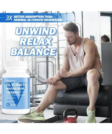 Magnesium Glycinate 1600mg Supplements - with Vitamin B6 & Zinc Vitamin D3 Chelated Magnesium for Sleep Muscle Bone and Immune Health High Absorption Magnesio Non-GMO Vegan 90 Capsules Magnesium Bisglycinate 90 Count  - Buy Online on GoSupps.com