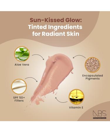 NBS Nubisa Color Sun Cream SPF 50+ Tinted Sunscreen Moisturizer Face with Aloe Vera and Vitamin E Color-Adaptive Facial Sunscreen Tinted with UVA/UVB/IR Support 1.7 fl oz - Buy Online on GoSupps.com