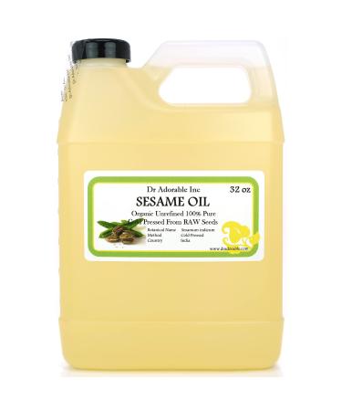 Dr Adorable - 32 oz - Sesame Seed Oil From RAW Seed - Unrefined 100% Pure Natural Organic Cold Pressed