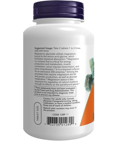 Now Foods Magnesium Glycinate 180 Tablets - Buy Online on GoSupps.com