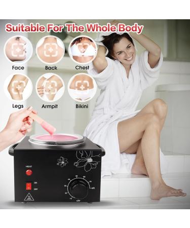 Portable Electric Wax Warmer for Hair Removal | Adjustable Temperature | Includes 10 Collars, 20 Wax Sticks, and Silicone Bowl | Ideal for Spa, Salon, or Home Use - Black - Buy Online on GoSupps.com