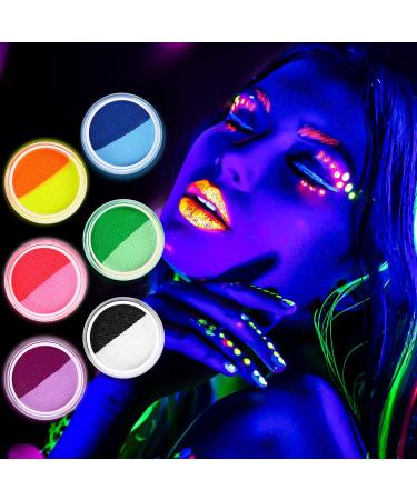 Water Activated UV Glow Neon Cake Eyeliner - 12 Bright Colors for Blacklight Luminous Makeup - Halloween & Club Costume Paint - Buy Online on GoSupps.com