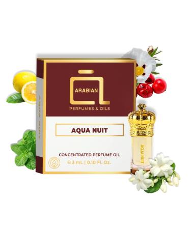 ARABIAN PERFUMES & OILS Aqua Nuit Perfume Oil - Citrusy Spicy Woody Fragrance Oil for Men and Women - Travel Size Perfume 0.10 Fl. Oz.