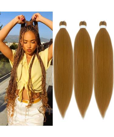 Ai Yuchen 27 Honey Blonde Braiding Hair Pre Stretched Prestretched Braiding Hair 26 inch Knotless Human Colored Hair Extensions for Braiding Micro Box Braids Hair 3 Packs Braiding Hair 26 Inch 27 Braids Hair Extensions