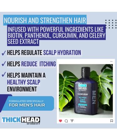 Thick Head Clear Head 2-in-1 Shampoo & Conditioner for Men - 11.7 Fl Oz - Ultra Thickening Formula for Fuller Hair - Sulfate, Paraben, & Dye Free - Buy Online on GoSupps.com