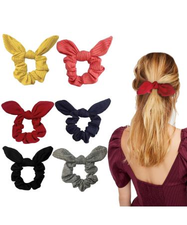 Bow Scrunchies,Hair scrunchies for women's hair, Hair Scrunchies for Thick hair ,Hair scrunchies for girls,Hair Ties Cotton Scrunchy Soft Bow Knotted Ponytail Holder For Women Girls Hair, 6 Colors Nature