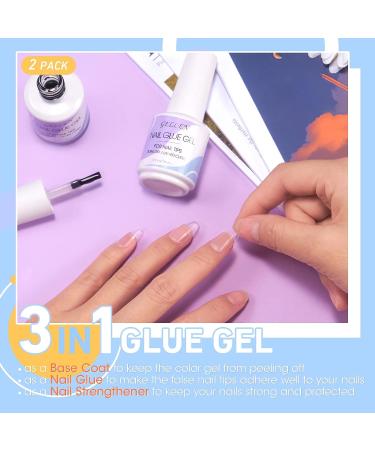 Gellen 3 in 1 Nail Glue Gel Kit - 2PCS 15ML | Acrylic, Base Gel & Strengthener | for Nail Tips, Fake Nails, Extension | Super Strong Formula - Buy Online on GoSupps.com