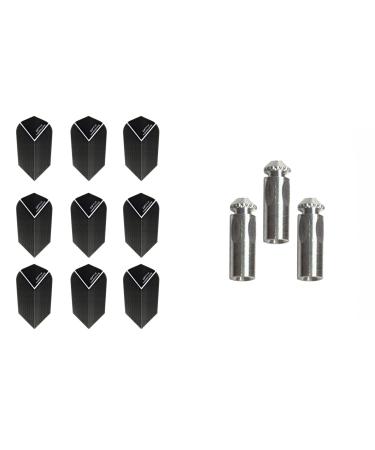 Optix 3 Sets of Harrows Slim Dart Flights Plus 1 Set of Aluminum Dart Flight Protectors Black