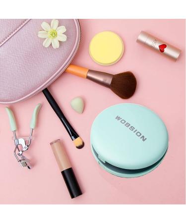 Wobsion LED Lighted Travel Makeup Mirror 1x10x Magnification Compact Portable Handheld Mirror - 3.5 inch Illuminated Folding Mirror, 2-Sided Round Cyan Design - Buy Online on GoSupps.com