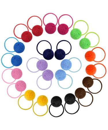 Yolev 24 Pcs Pom Ball Hair Ties Headbands Hair Bows Stretchy Nylon Hairbands For Baby Girls Newborn Infant Toddlers Kids