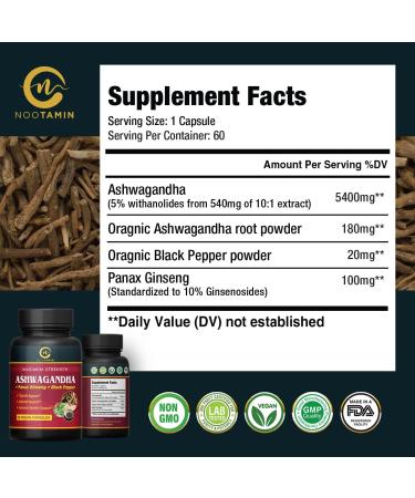 Organic India Ashwagandha Capsules 5700mg - 60 Vegan Capsules with Panax Ginseng and Black Pepper for Stress Relief, Focus, and Immune Support - 2 Months Supply - Buy Online on GoSupps.com