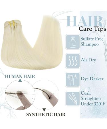 Runature Platinblond Real Human Hair Clip-in Extensions - 40cm 120g Remy Hair Cancer Wigs 16 Inch #60 7 Pieces - Buy Online on GoSupps.com