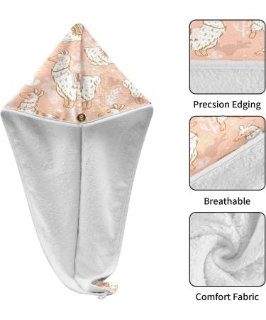 Cartoon Llama Dry Hair Cap & Quick Drying Towel Set - Super Absorbent Soft 2 Piece with Button Headband - Perfect for Fast Drying - Buy Online on GoSupps.com